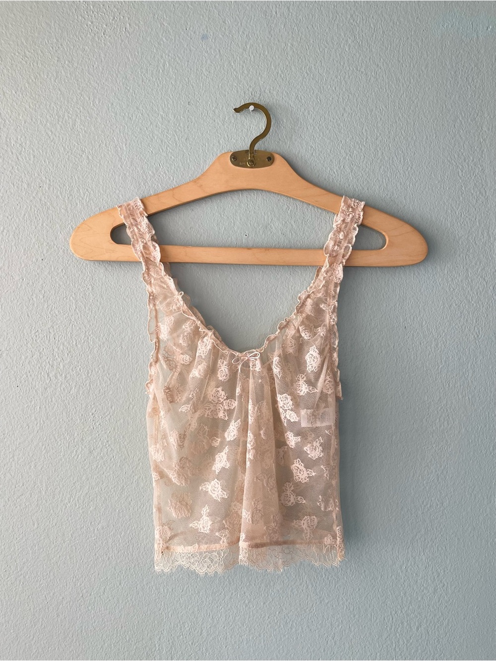 Aerie | Beige Show Off Rosebud Lace Cami Tank Top